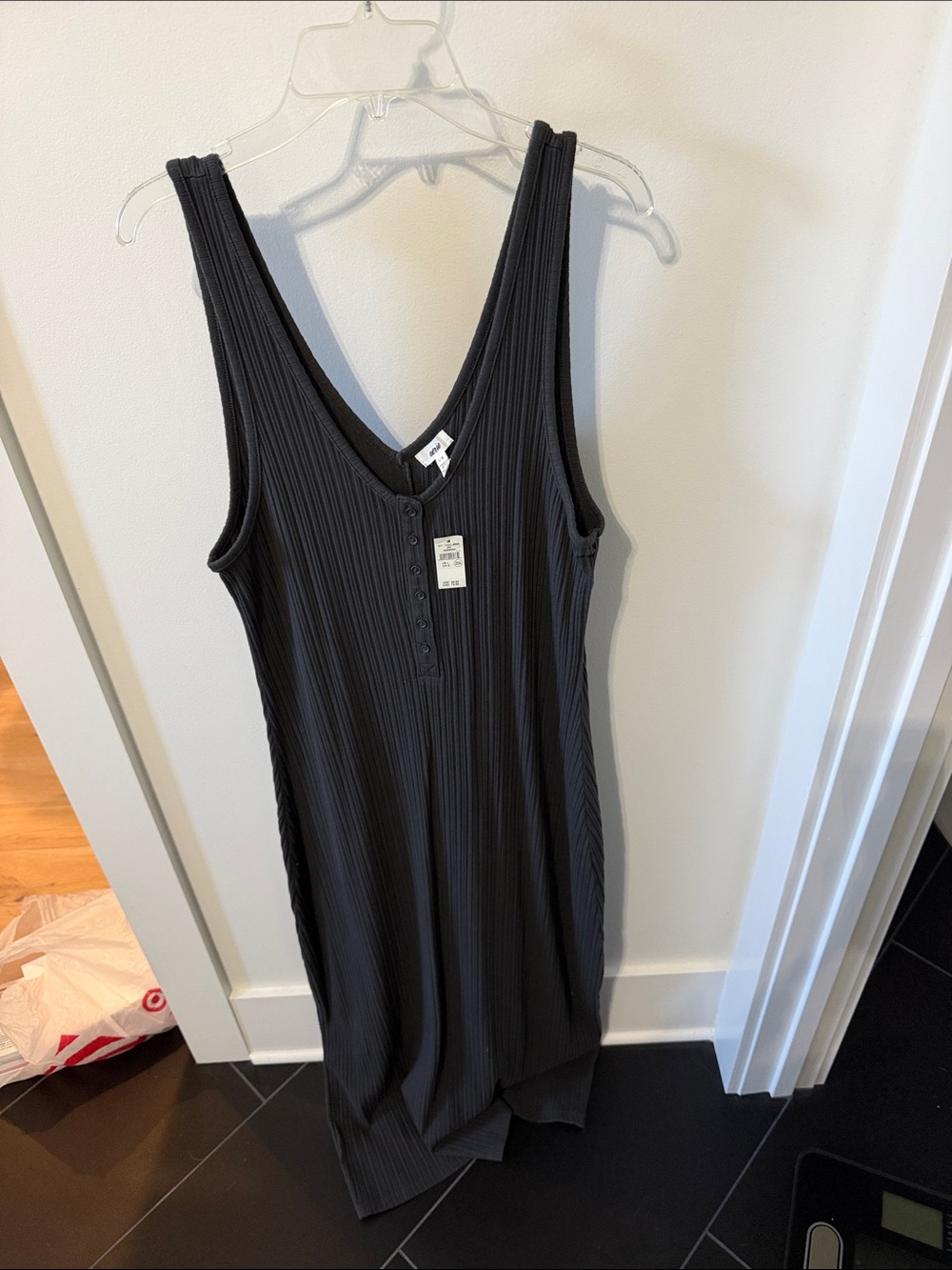 aerie Ribbed Henley Tank Dress - Charcoal - Picture 3 of 3